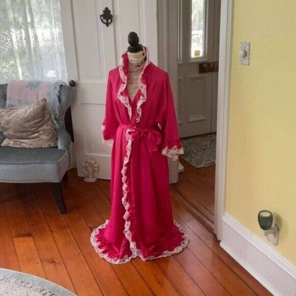 💝⭐️💝VTG Givenchy 2pc SET PARIS Pink Sultry Lace Nightgown * Robe💝⭐️💝 - Picture 2 of 16